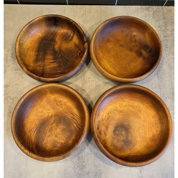 The House of Myrtlewood 6" Wooden Bowls Coos Bay Oregon USA Set of 4 EUC Handmad - Picture 4 of 15